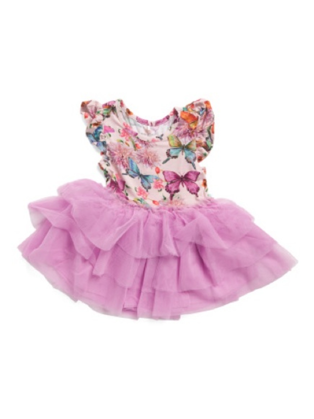 Posh Peanut Pink & Multicolor Butterfly Tulle Dress
